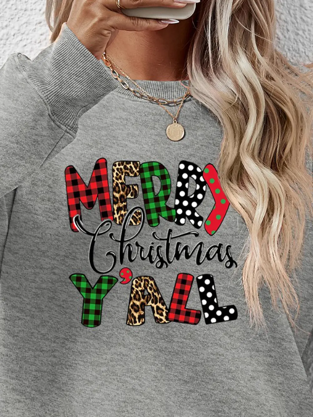 Letter Graphic Round Neck Long Sleeve Sweatshirt, image 14