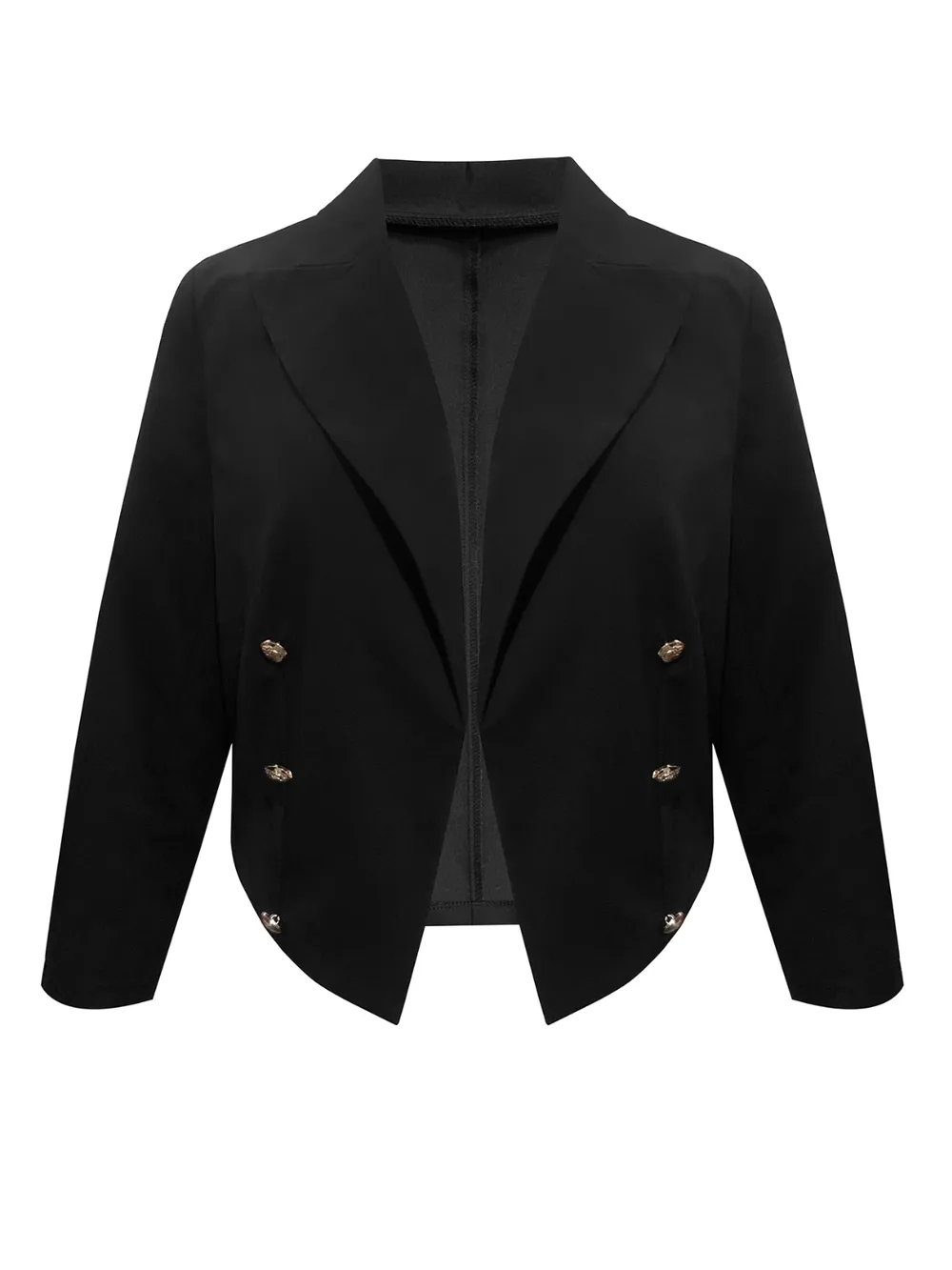 Plus Size Buttoned Lapel Collar Long Sleeve Blazer, image 2