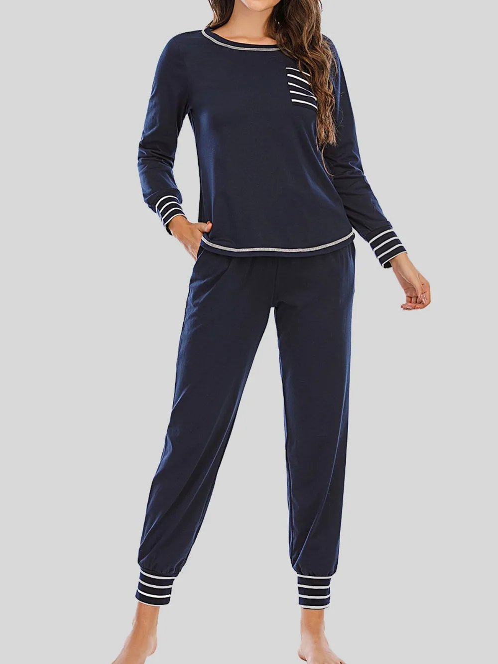 Round Neck Top and Pants Lounge Set, image 4