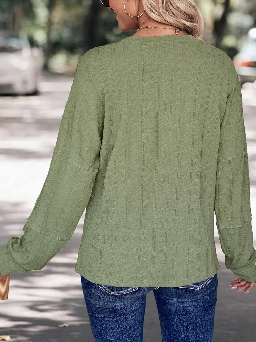 Half-Button Round Neck T-Shirt, image 2