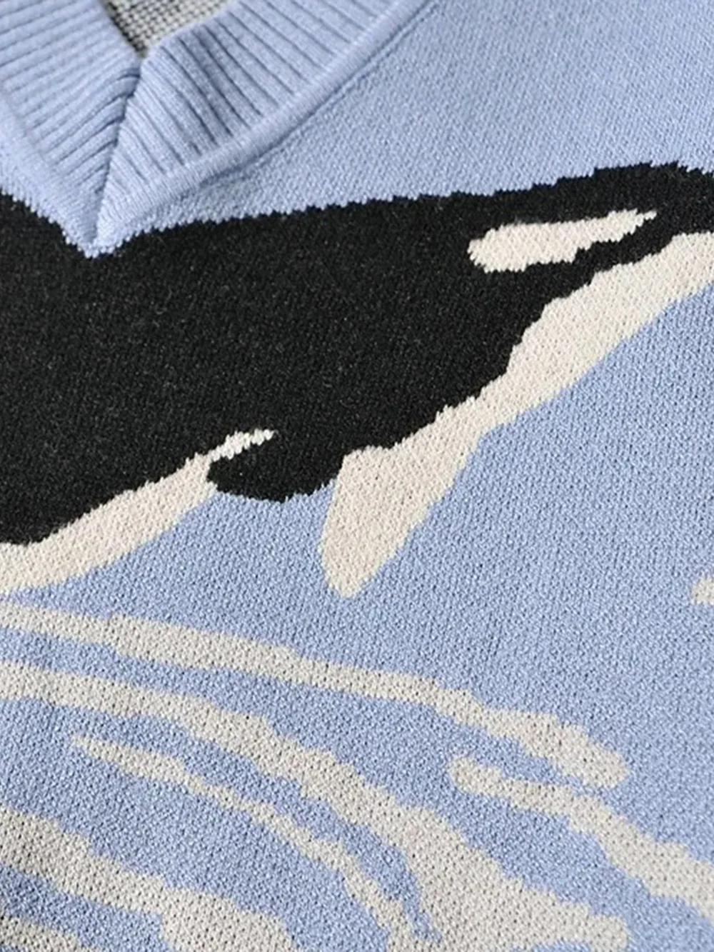 Printed V-Neck Long Sleeve Sweater, image 3
