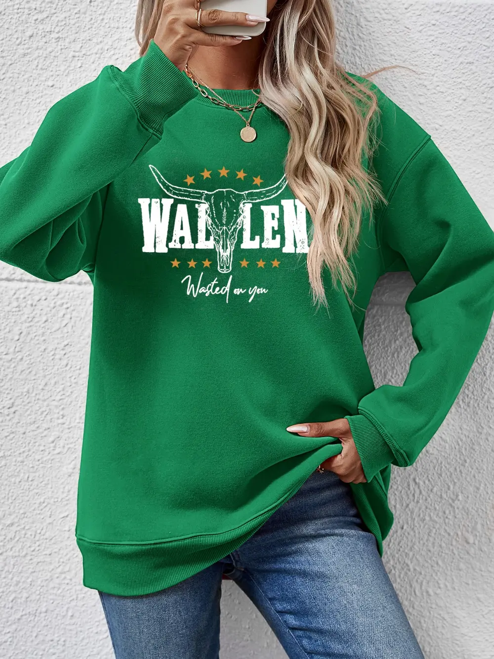 Graphic Round Neck Dropped Shoulder Sweatshirt, image 14