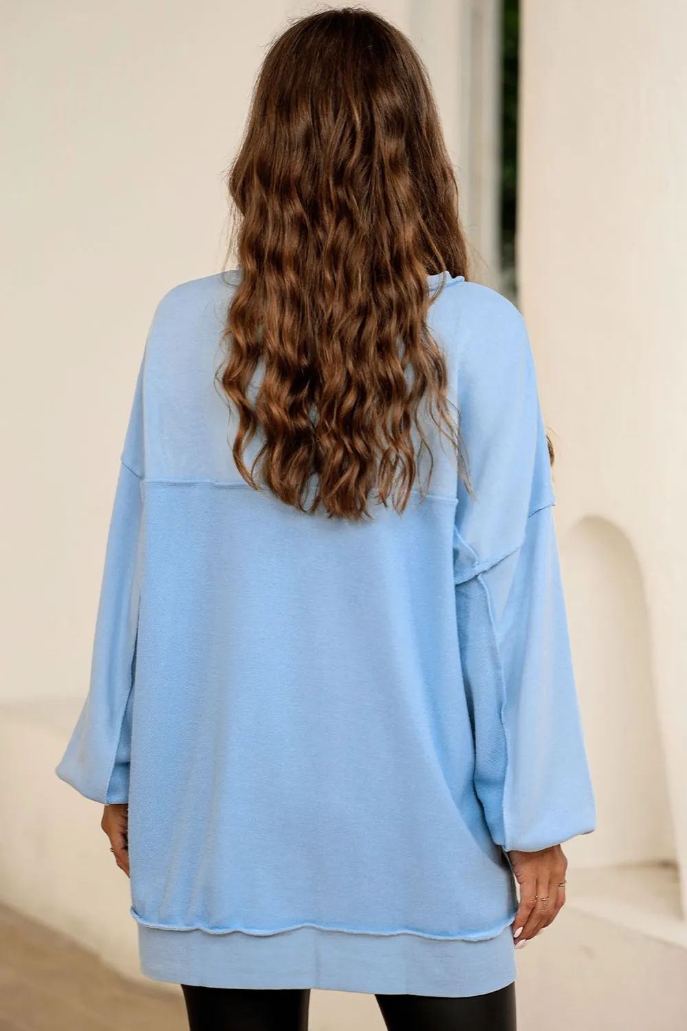 Buttoned Dropped Shoulder Sweatshirt, image 3