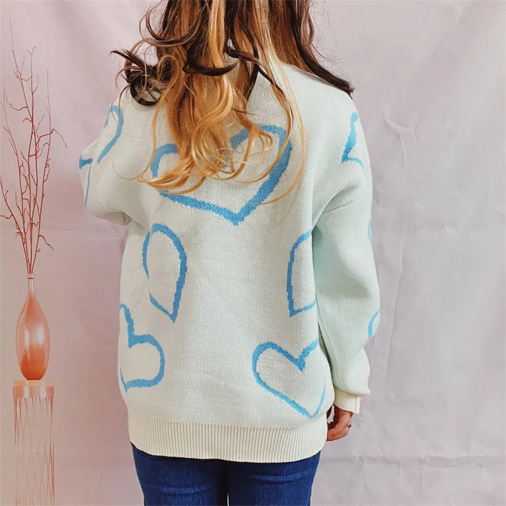 Heart Pattern Long Sleeve Sweater, image 11