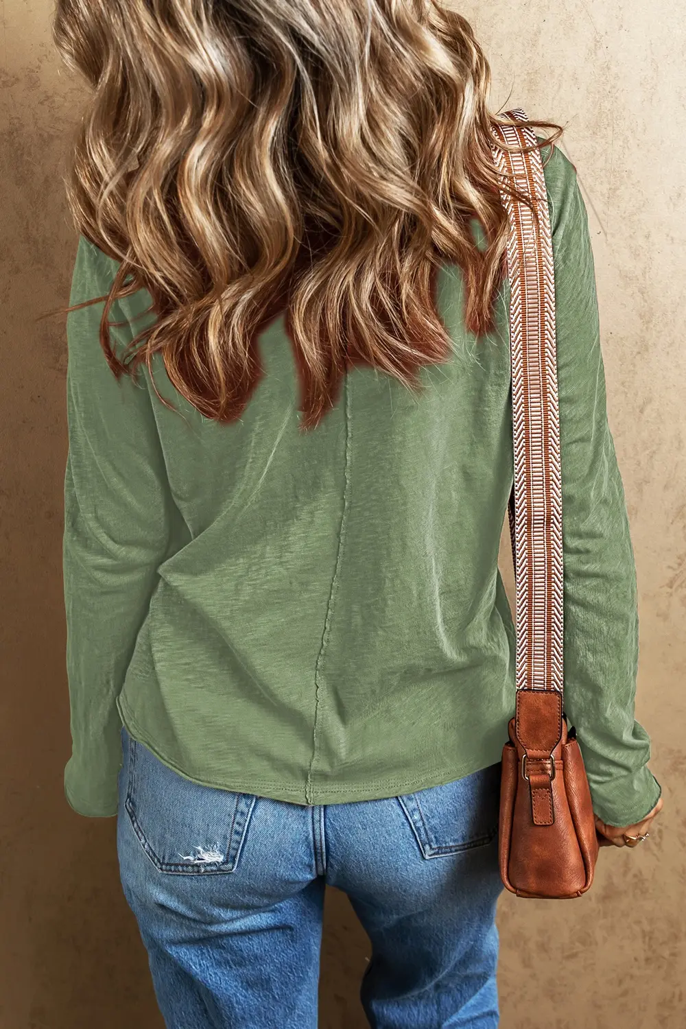 Exposed Seam V-Neck Long Sleeve T-Shirt, image 3
