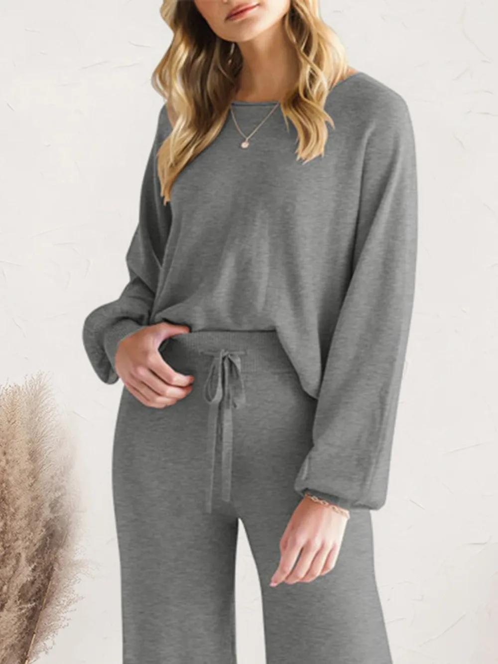 Long Sleeve Lounge Top and Drawstring Pants Set, image 8