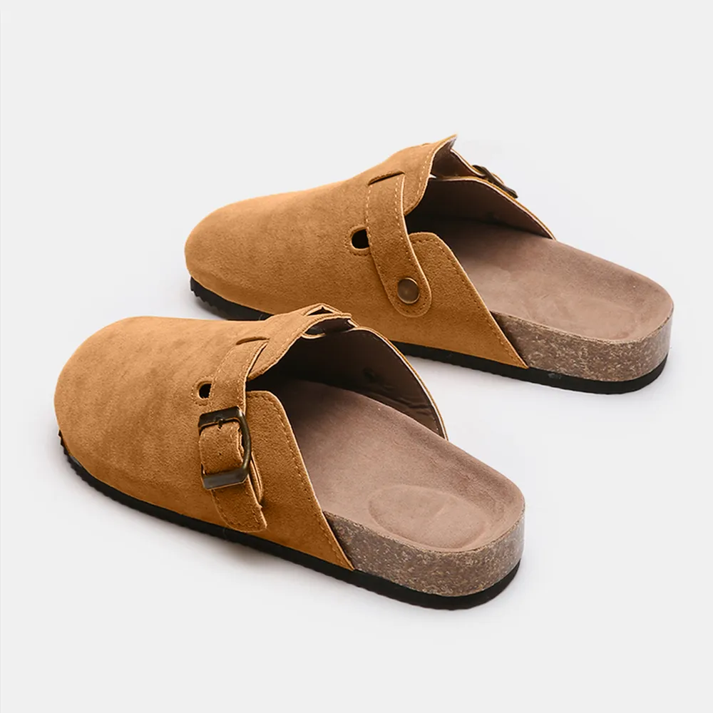 Suede Closed Toe Buckle Slide, image 3