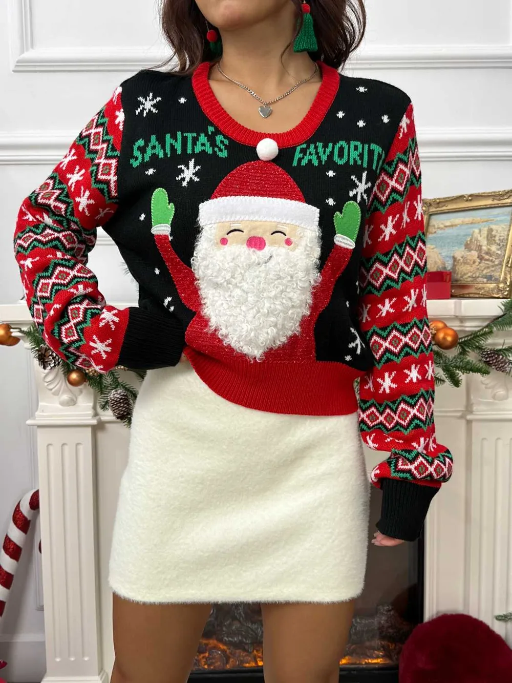 SANTA'S FAVORITE Graphic Long Sleeve Sweater, image 6