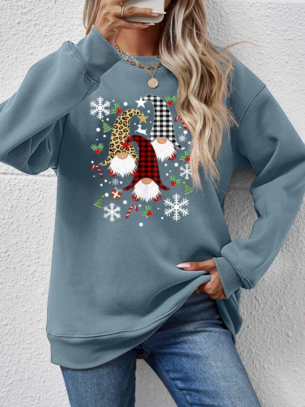Faceless Gnomes Graphic Drop Shoulder Sweatshirt, image 19
