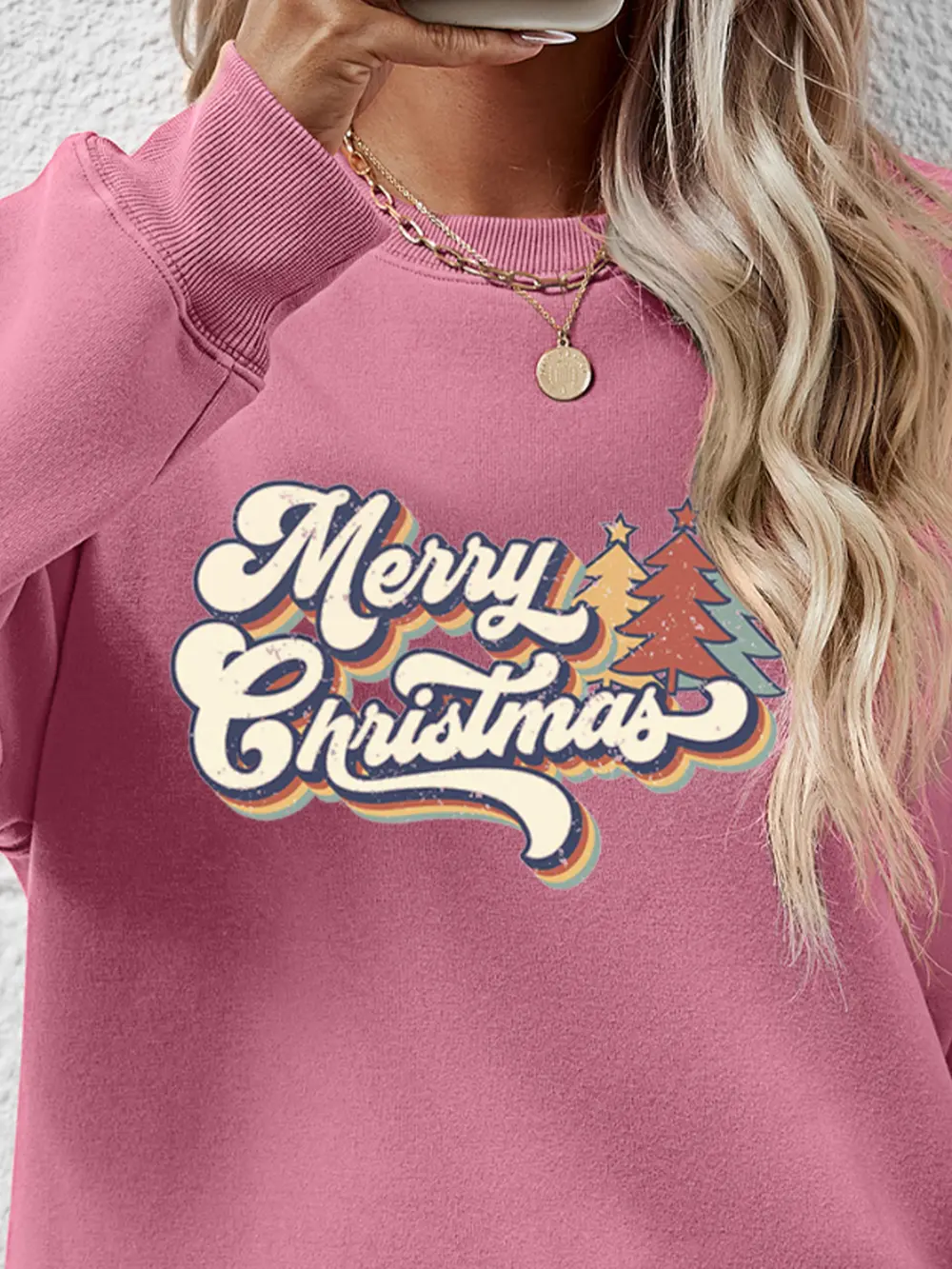 Christmas Letter Graphic Round Neck Sweatshirt, image 12