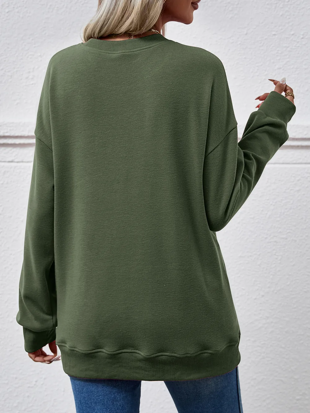 Dropped Shoulder Sweatshirt with Pockets, image 6