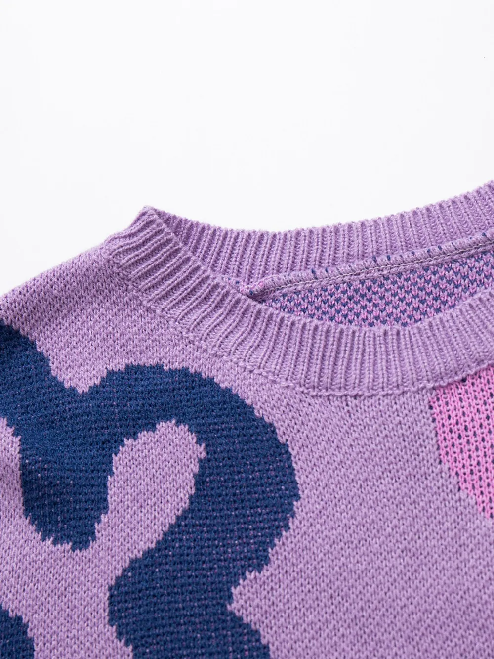 Flower Pattern Round Neck Long Sleeve Sweater, image 6