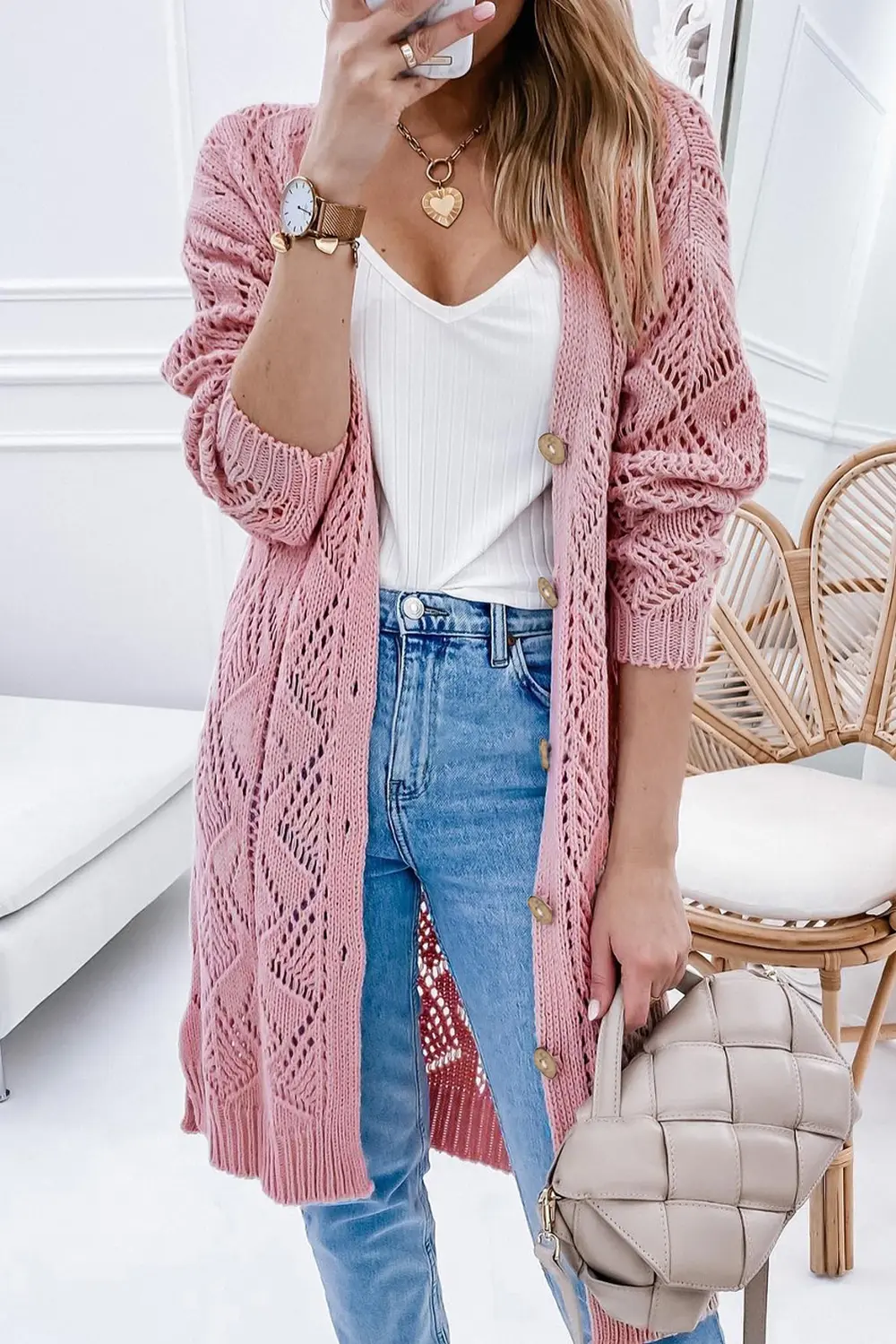 V-Neck Long Sleeve Cardigan, image 6