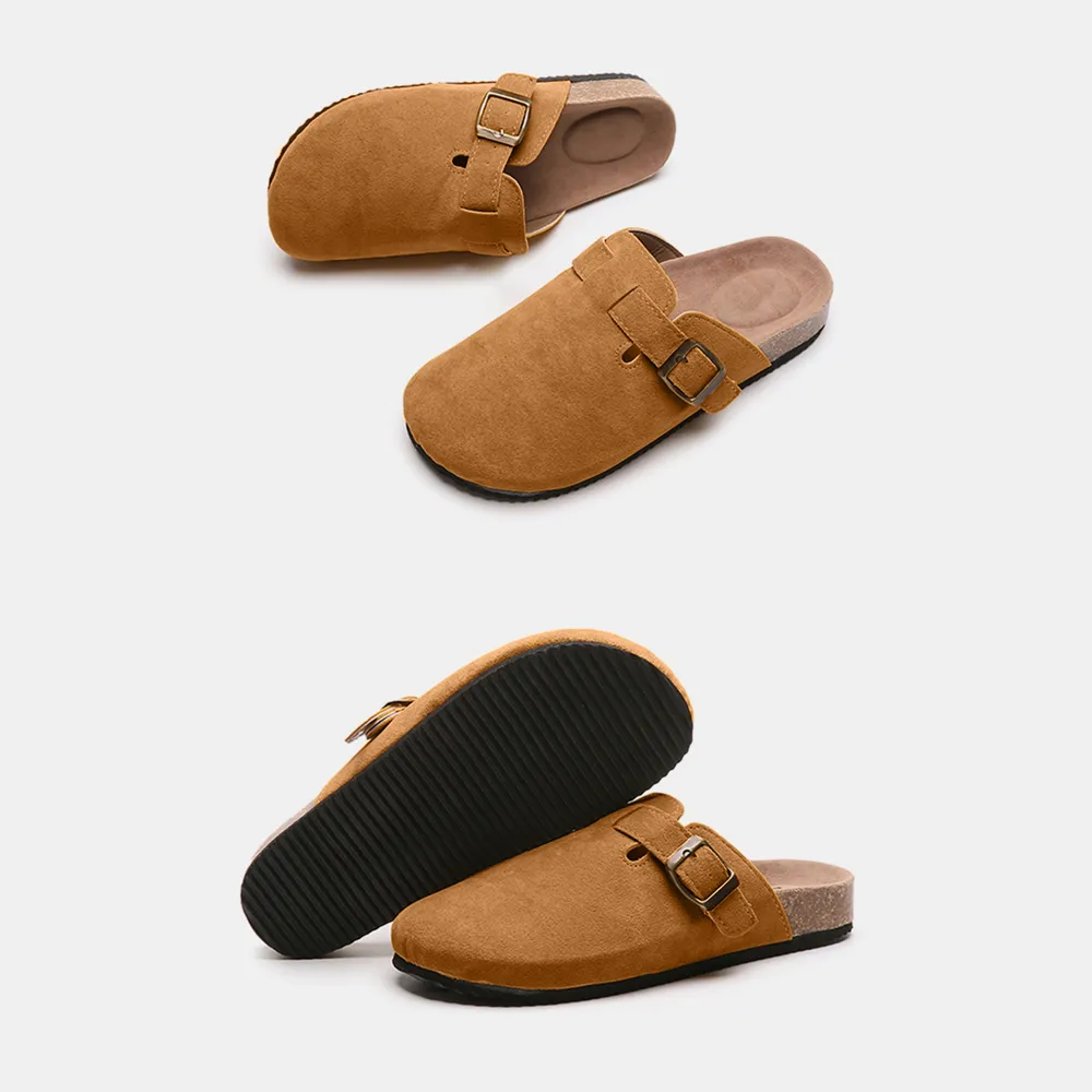 Suede Closed Toe Buckle Slide, image 4