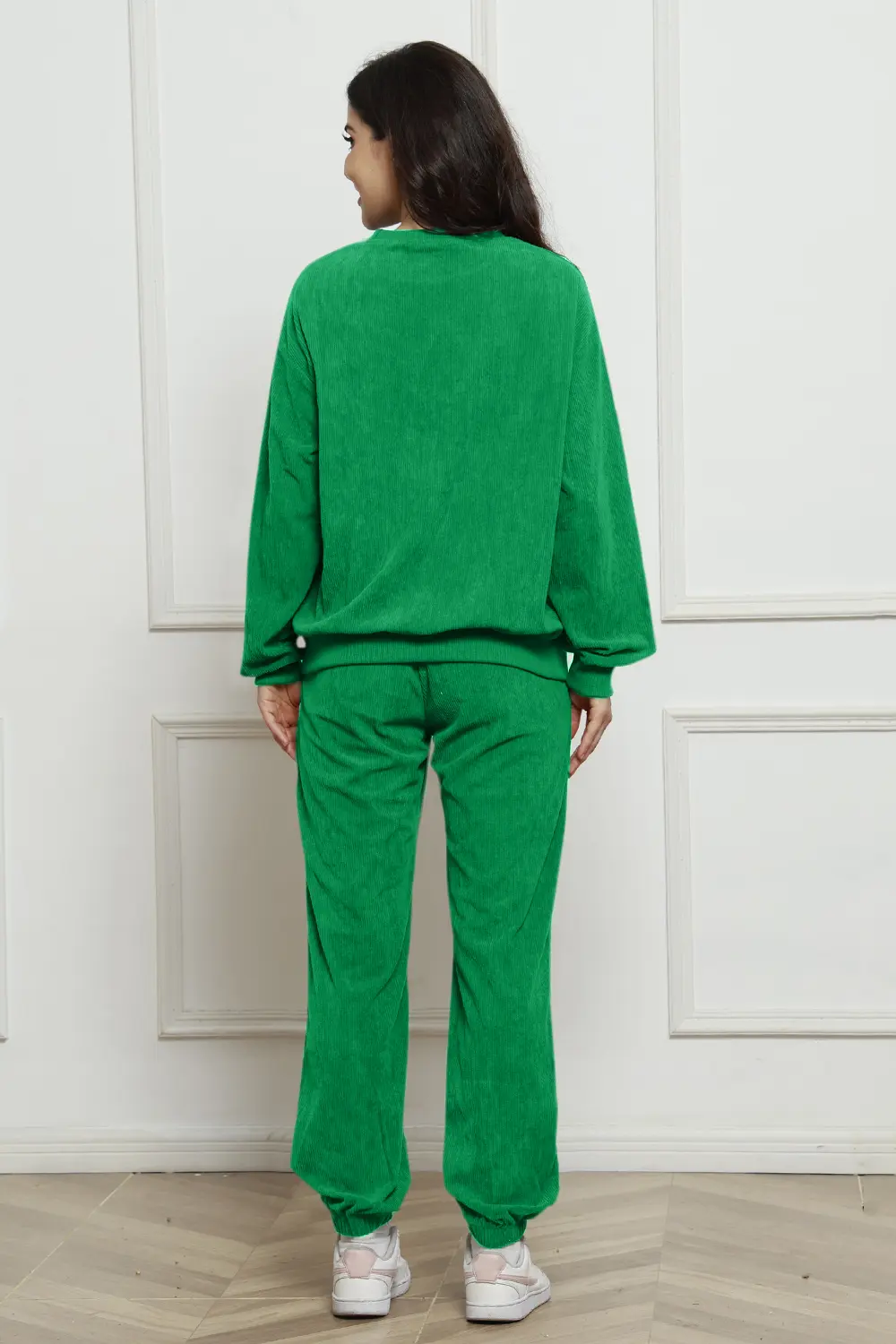 Corduroy Round Neck Sweatshirt and Sweatpants Set, image 13