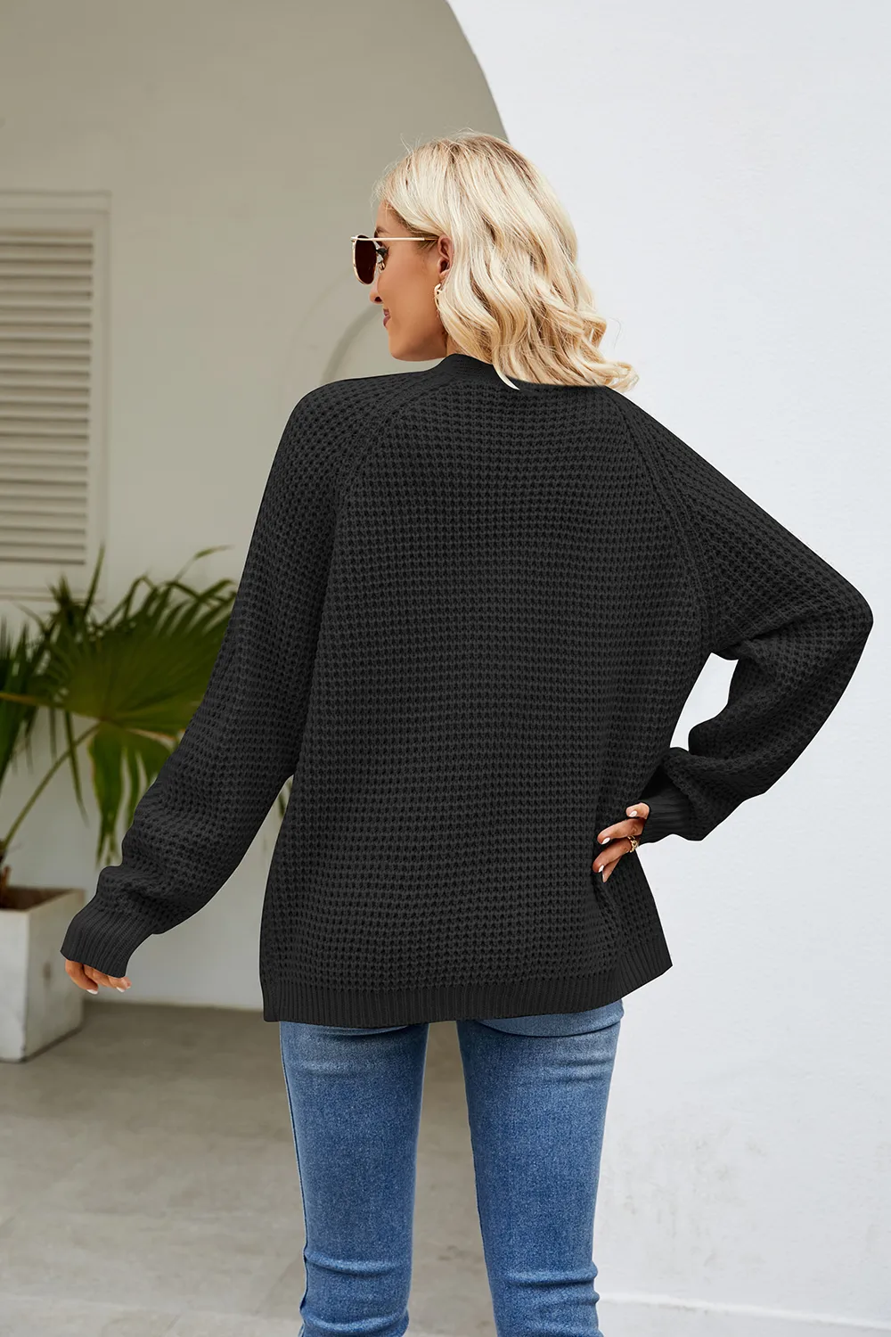 Open Front Long Sleeve Cardigan with Pockets, image 2