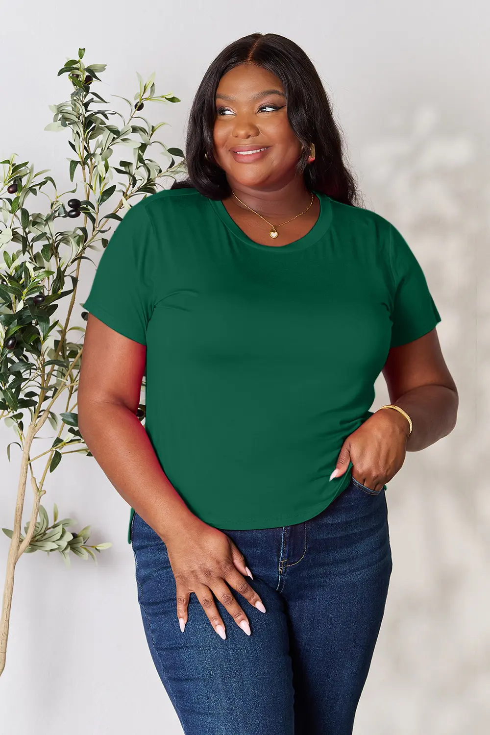 Full Size Round Neck Short Sleeve T-Shirt Plus Size, image 7