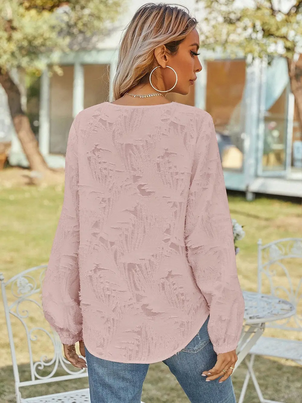 V-Neck Long Sleeve Blouse, image 9