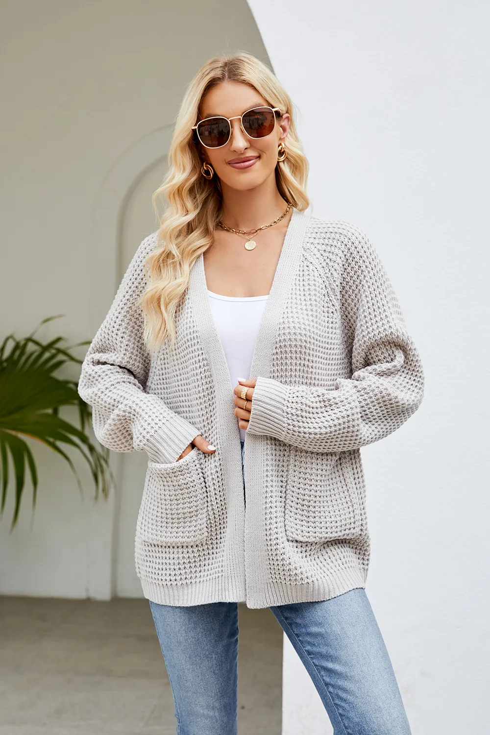 Open Front Long Sleeve Cardigan with Pockets, image 4