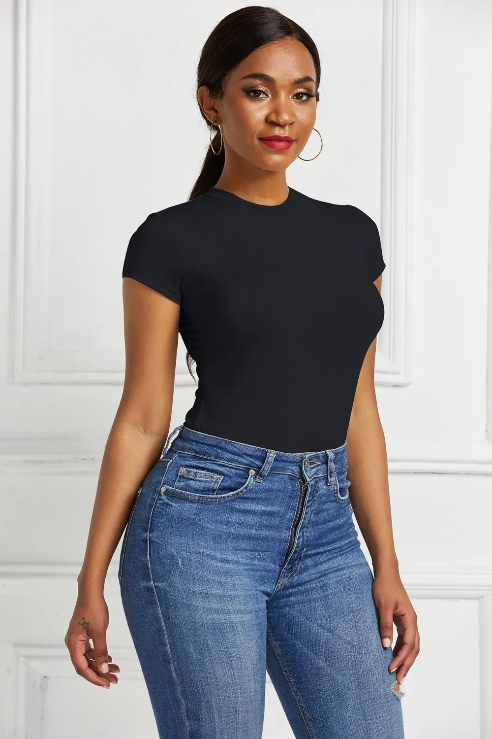 Round Neck Short Sleeve Bodysuit, image 6