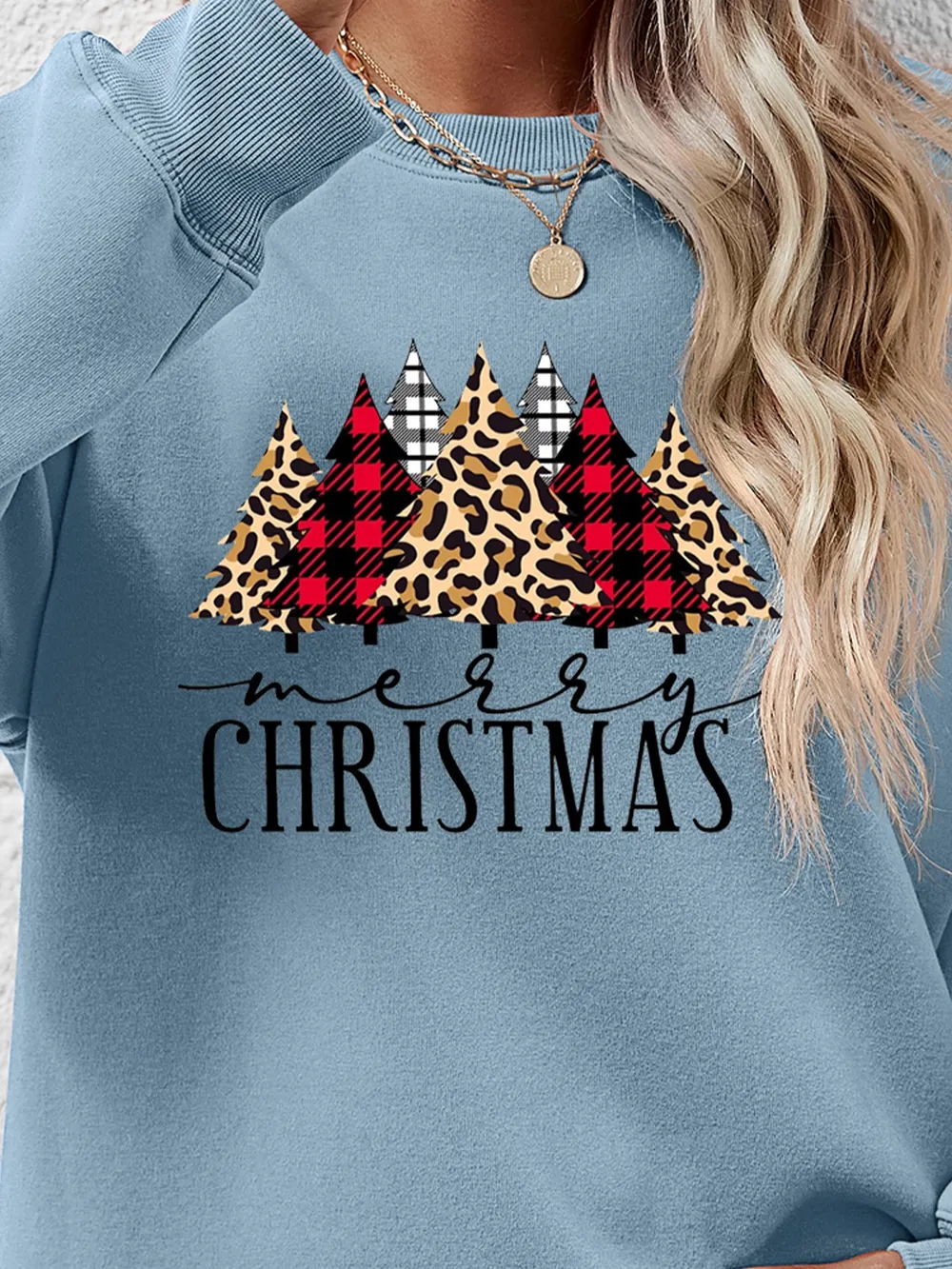 MERRY CHRISTMAS Round Neck Long Sleeve Sweatshirt, image 4