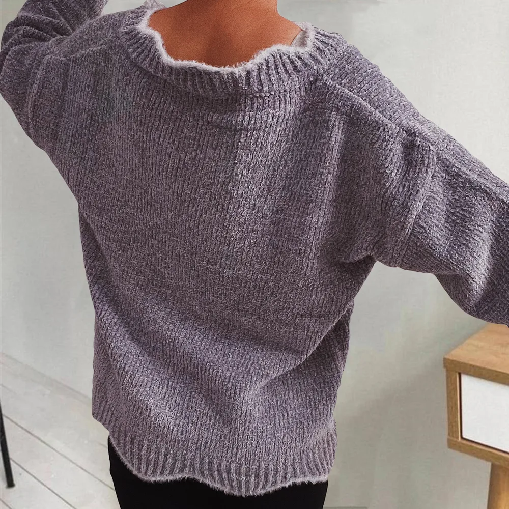 V-Neck Drop Shoulder Long Sleeve Sweater, image 9