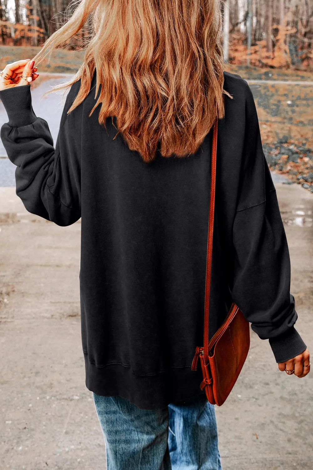 Pumpkin Print Dropped Shoulder Sweatshirt, image 2