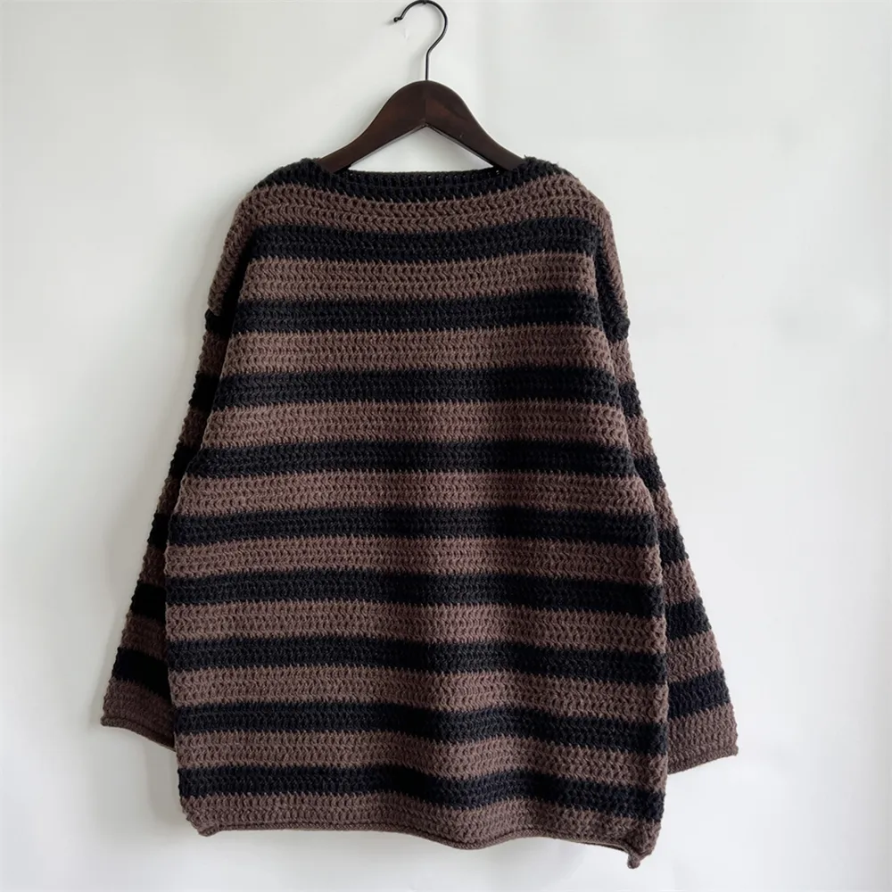 Striped Round Neck Long Sleeve Sweater, image 6