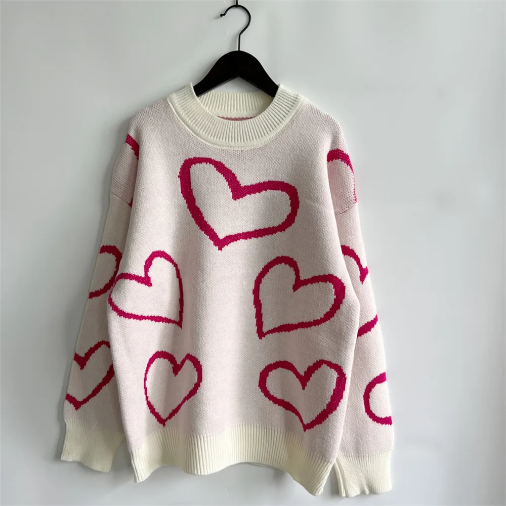 Heart Pattern Long Sleeve Sweater, image 8