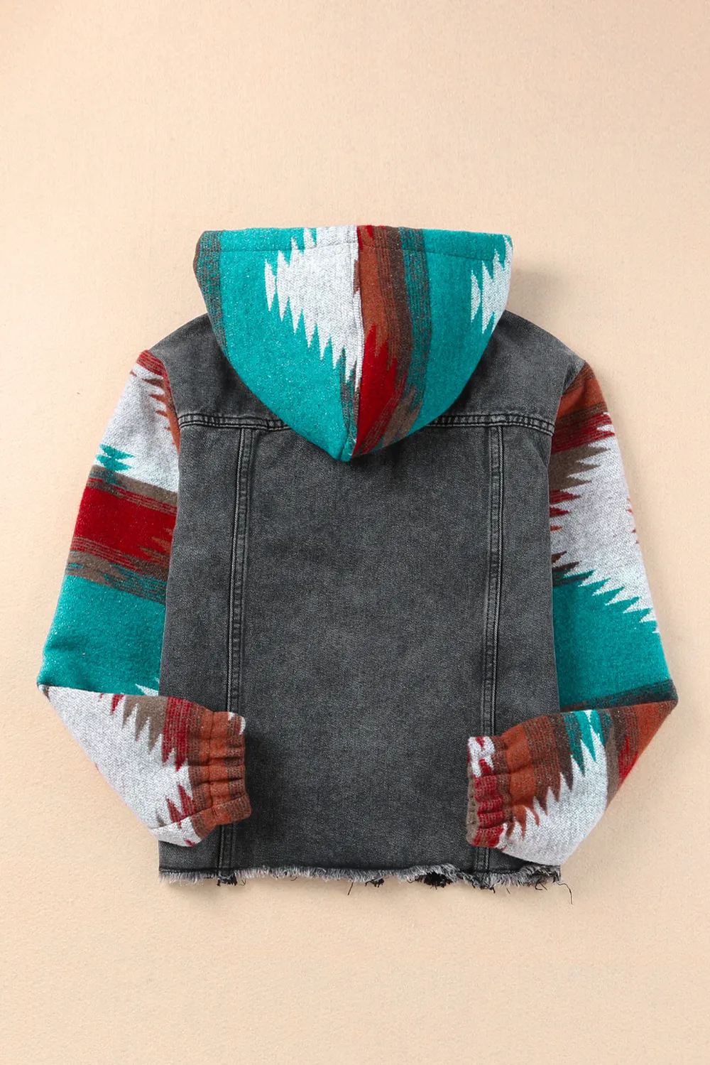 Drawstring Hooded Pocketed Denim Jacket, image 2