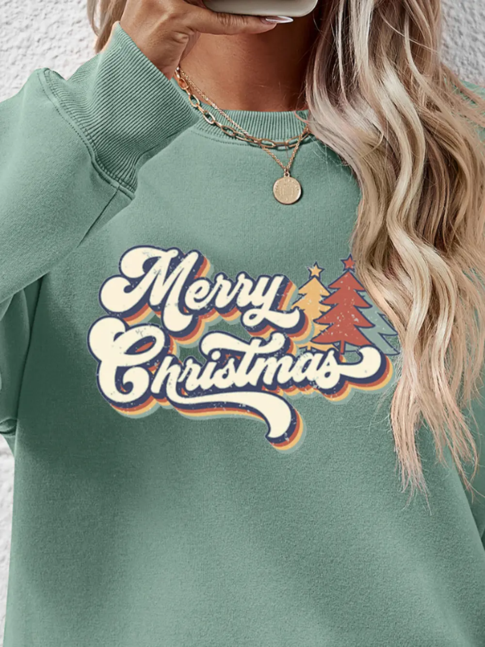 Christmas Letter Graphic Round Neck Sweatshirt, image 18