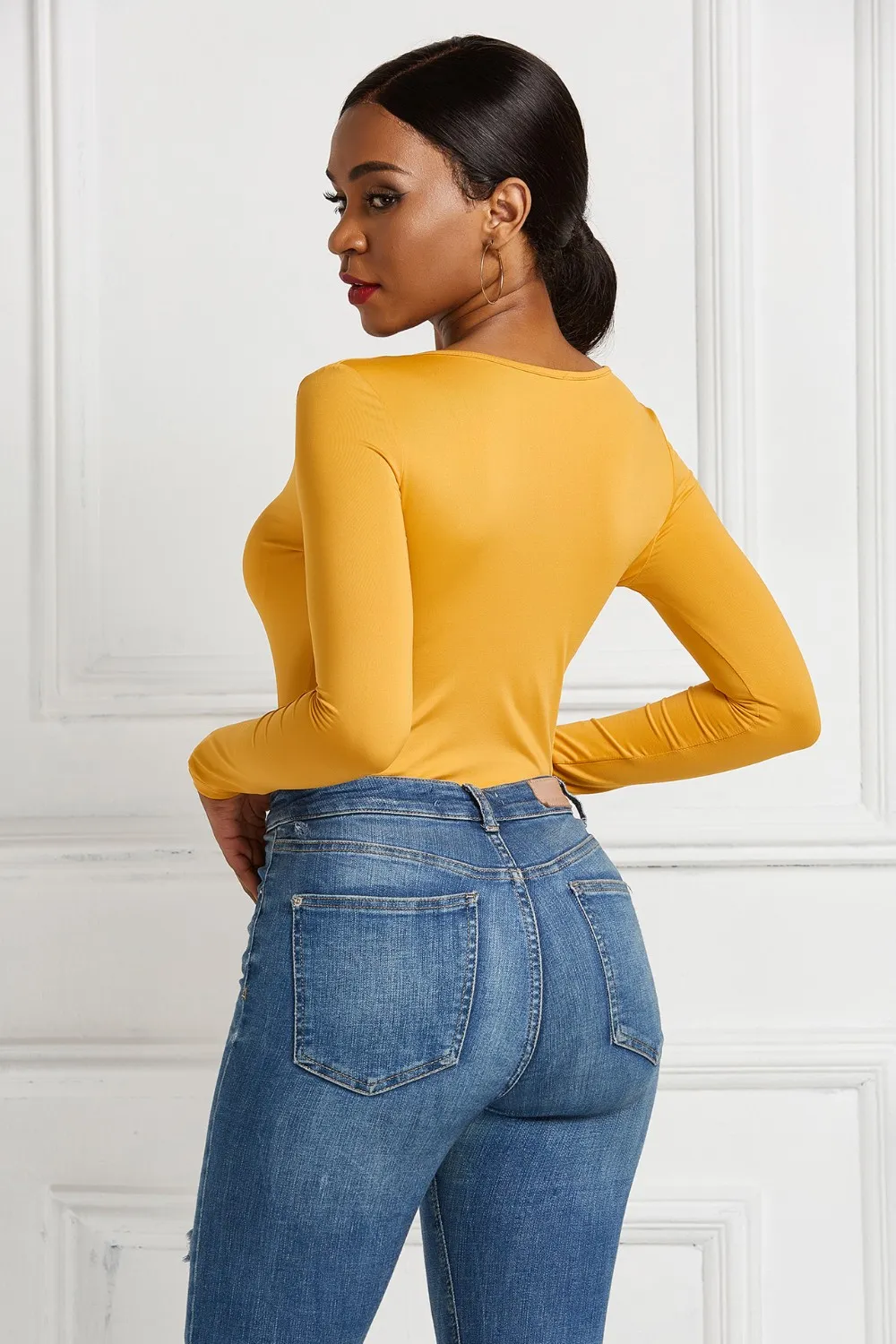 Half Zip Scoop Neck Long Sleeve Bodysuit, image 25