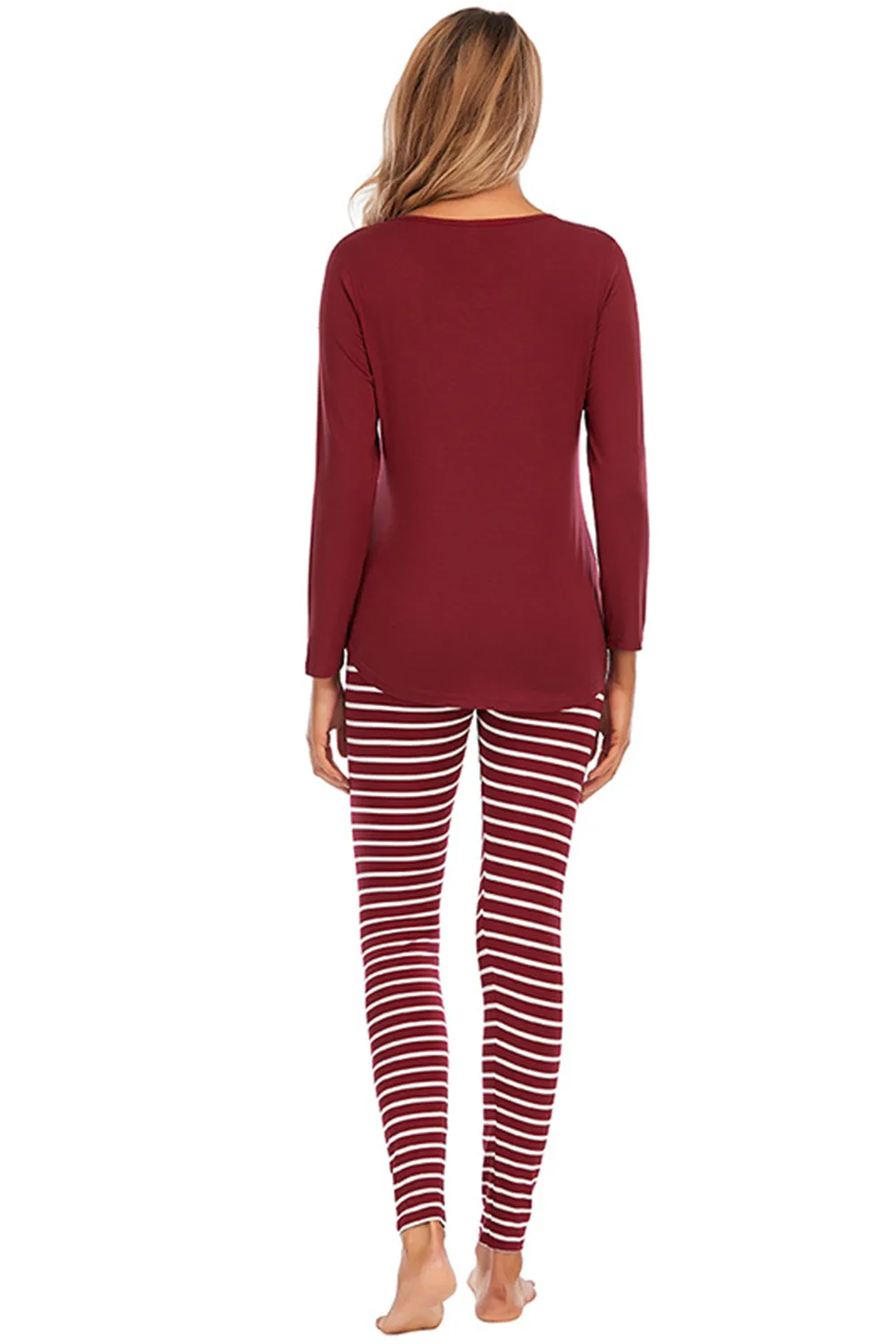 Graphic Round Neck Top and Striped Pants Set, image 6