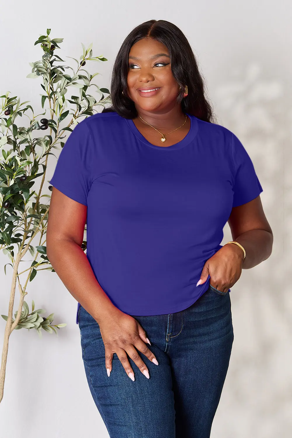 Full Size Round Neck Short Sleeve T-Shirt Plus Size, image 8