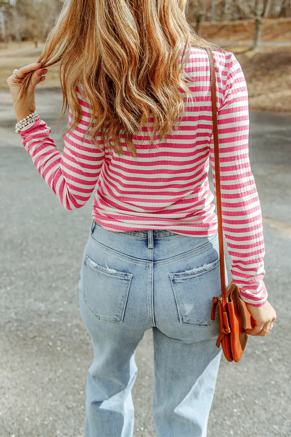 Striped Mock Neck Long Sleeve Top, image 3
