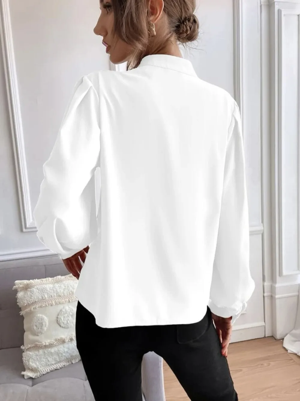 Mock Neck Button Front Shirt, image 7