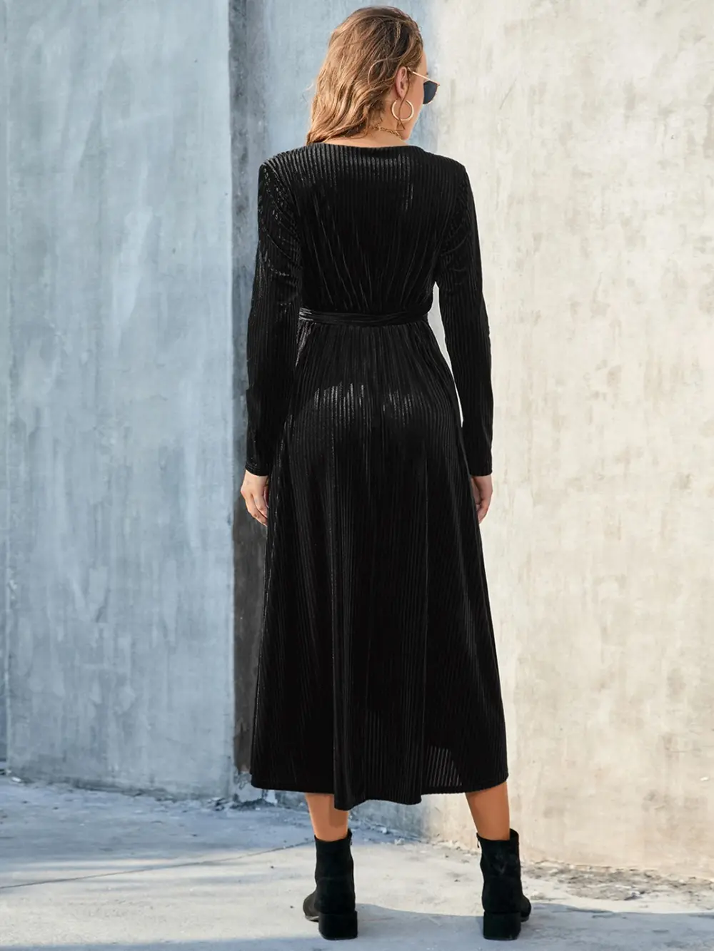 Tie Front Long Sleeve Slit Dress, image 9