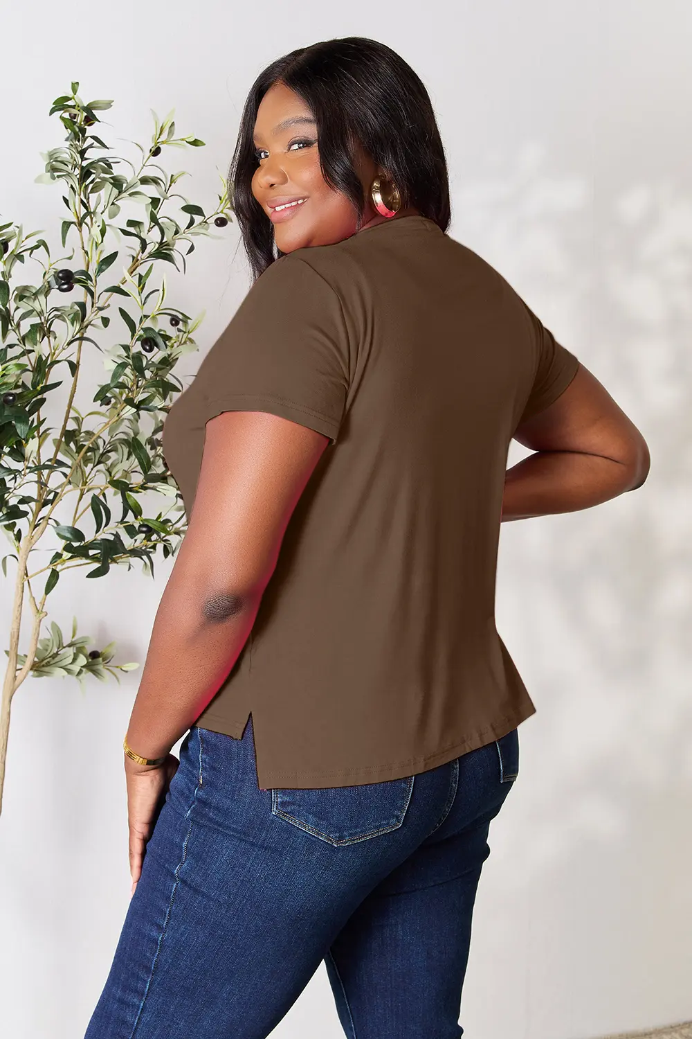 Full Size Round Neck Short Sleeve T-Shirt Plus Size, image 9