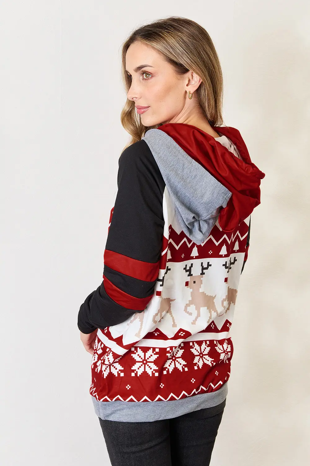 Full Size Christmas Drawstring Long Sleeve Hoodie, image 3
