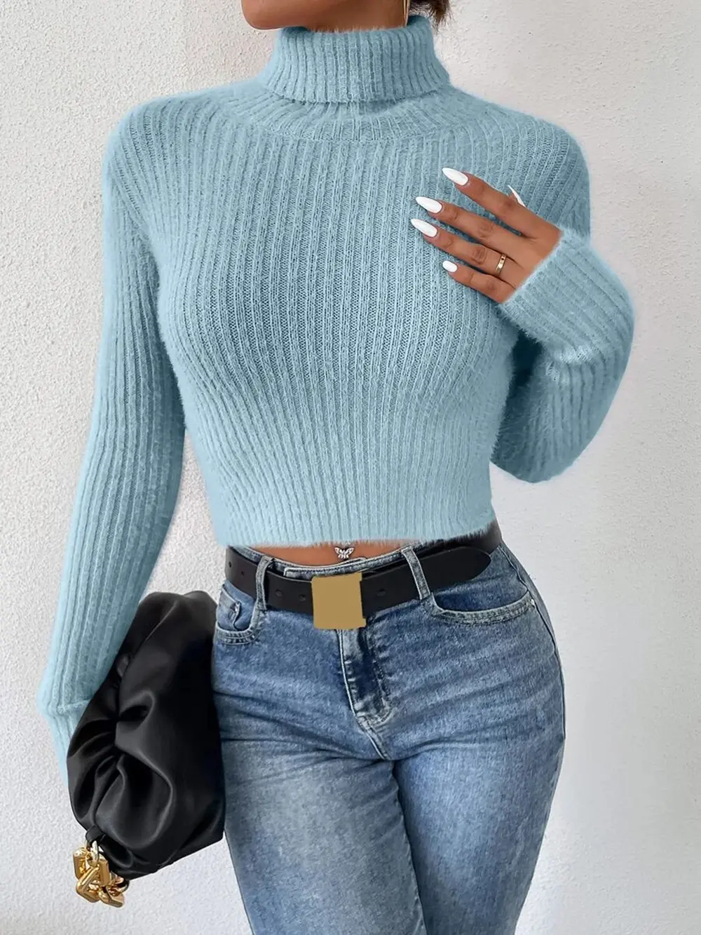 Ribbed Turtleneck Long Sleeve Sweater, image 20