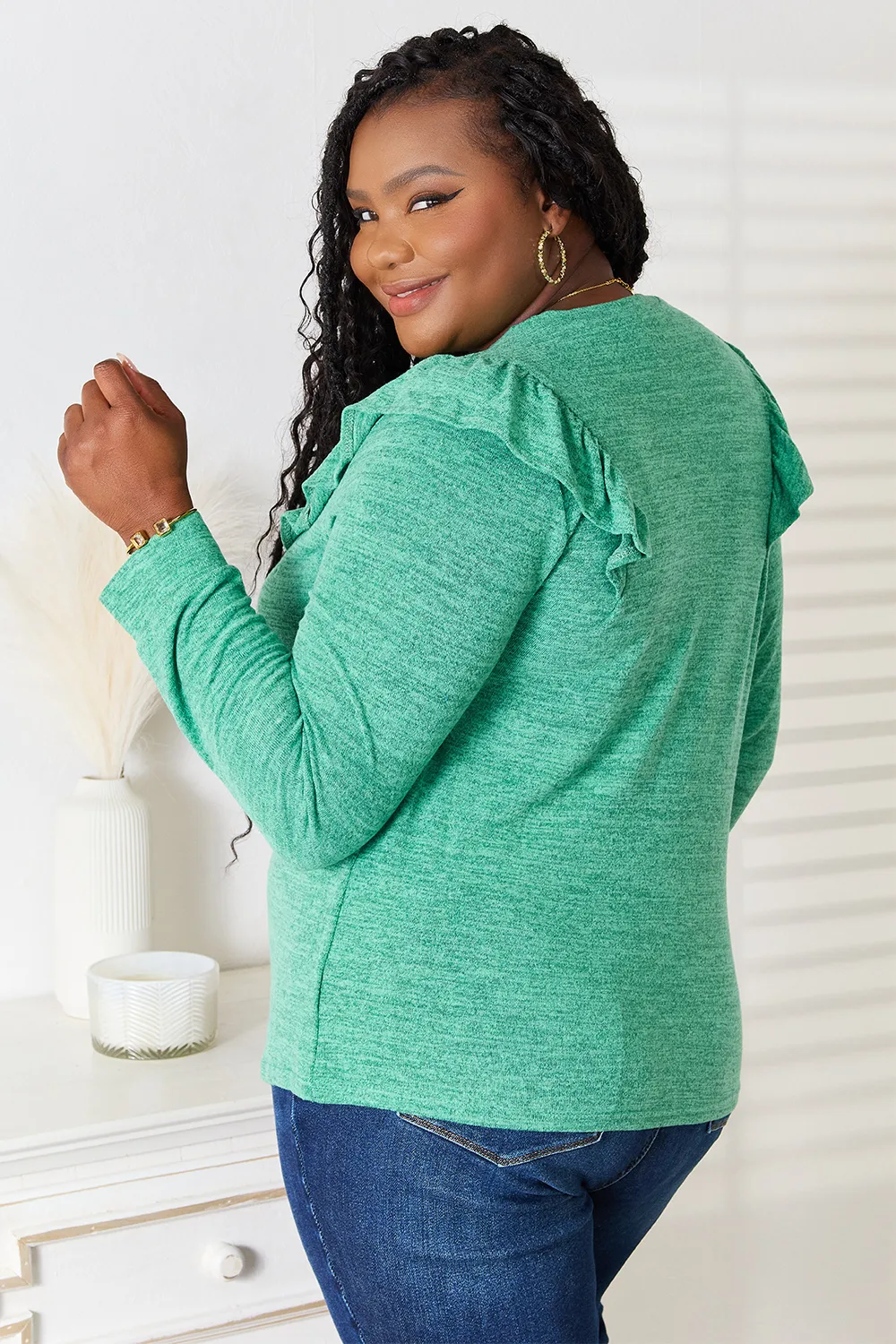 Ruffle Shoulder Long Sleeve T-Shirt, image 6