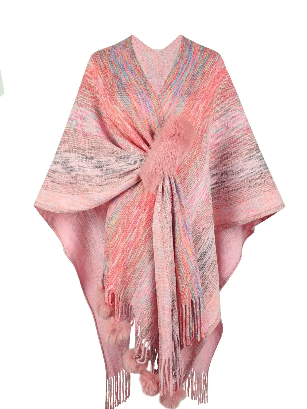 Heathered Fringe Hem Poncho, image 6