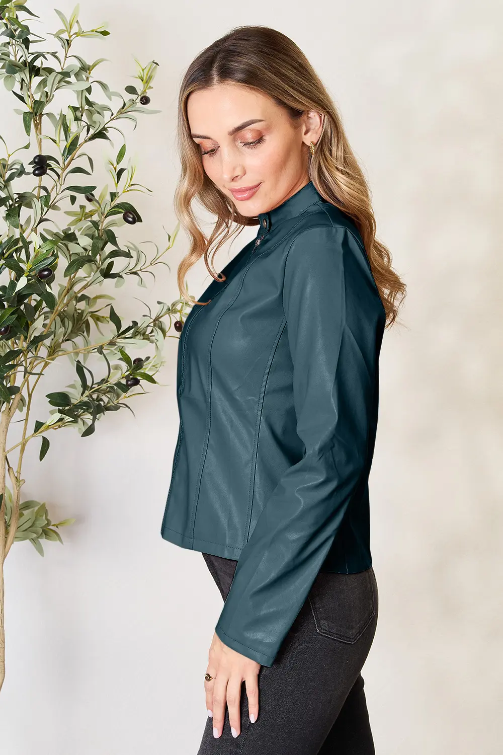 Mock Neck Zip Up Jacket, image 6