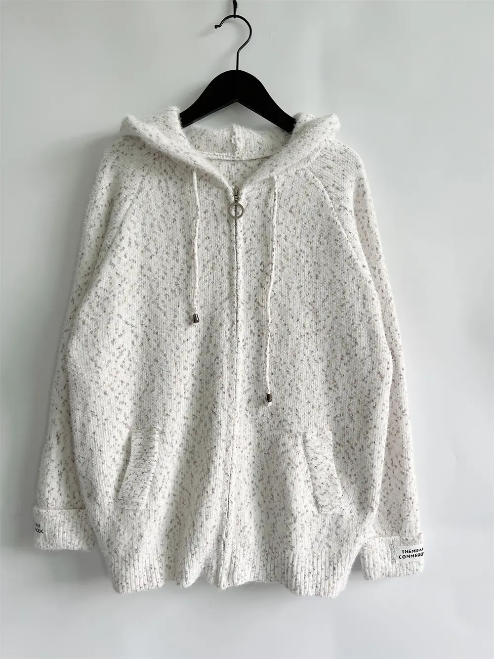 Zip Up Drawstring Long Sleeve Hooded Sweater, image 5