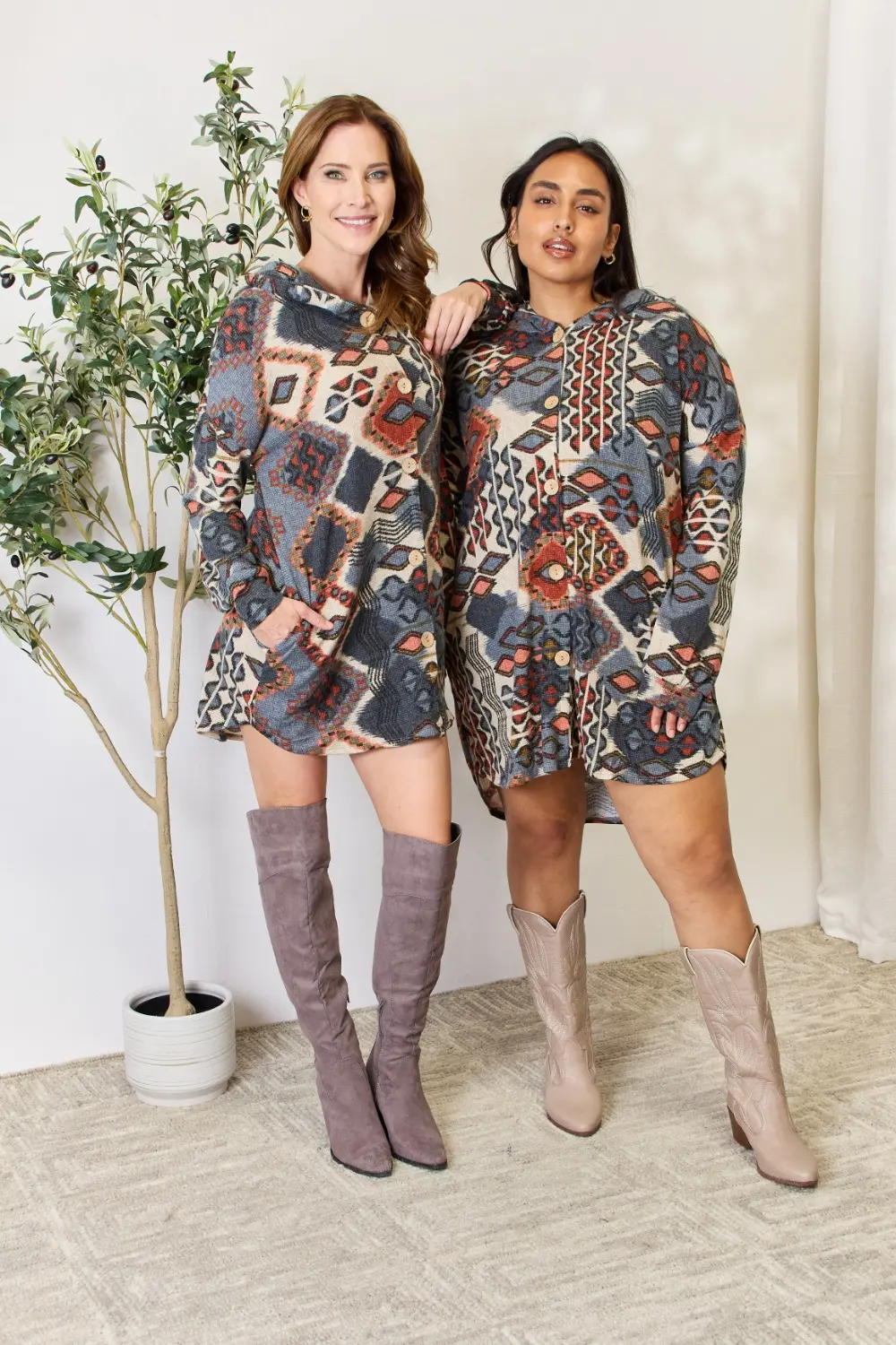 Full Size Printed Button Up Hooded Jacket, image 5
