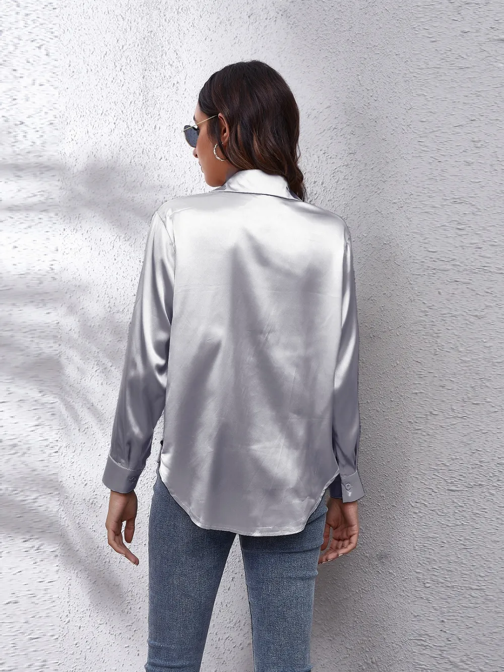 Collared Neck Buttoned Long Sleeve Shirt, image 3