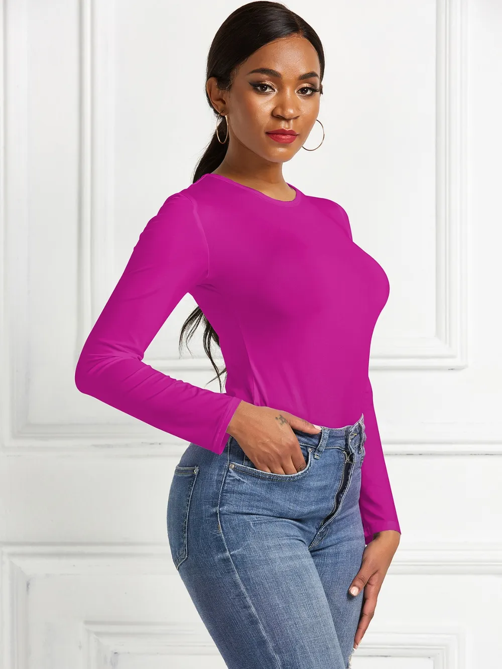 Round Neck Long Sleeve Bodysuit, image 34