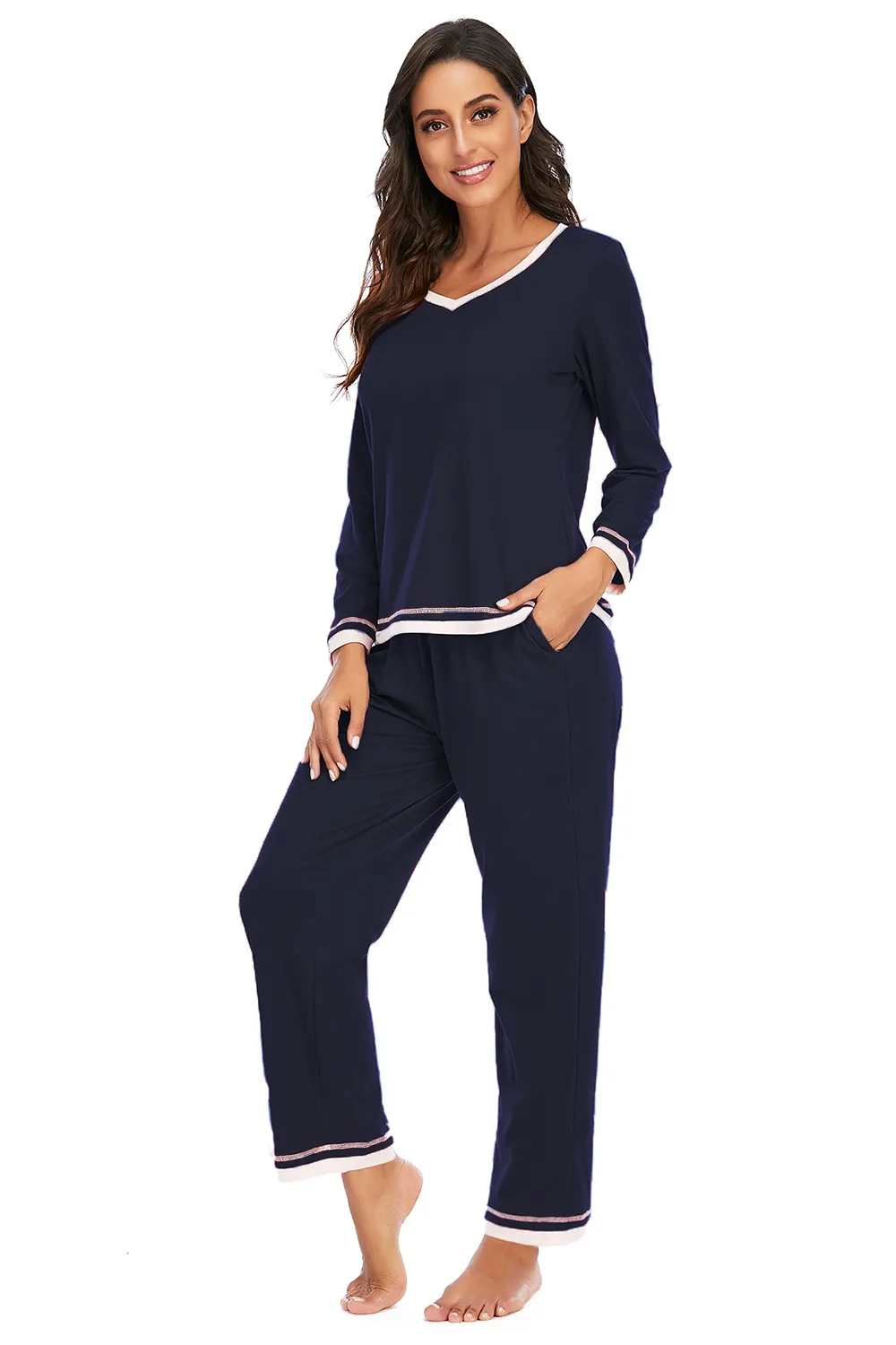 V-Neck Top and Pants Lounge Set, image 3