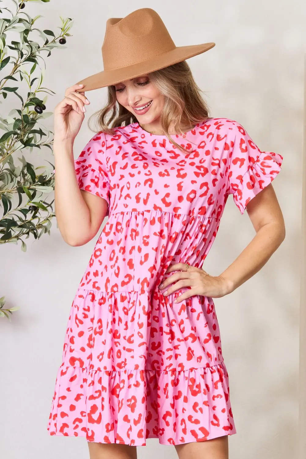 Short Flounce Sleeve Tiered Dress, image 4