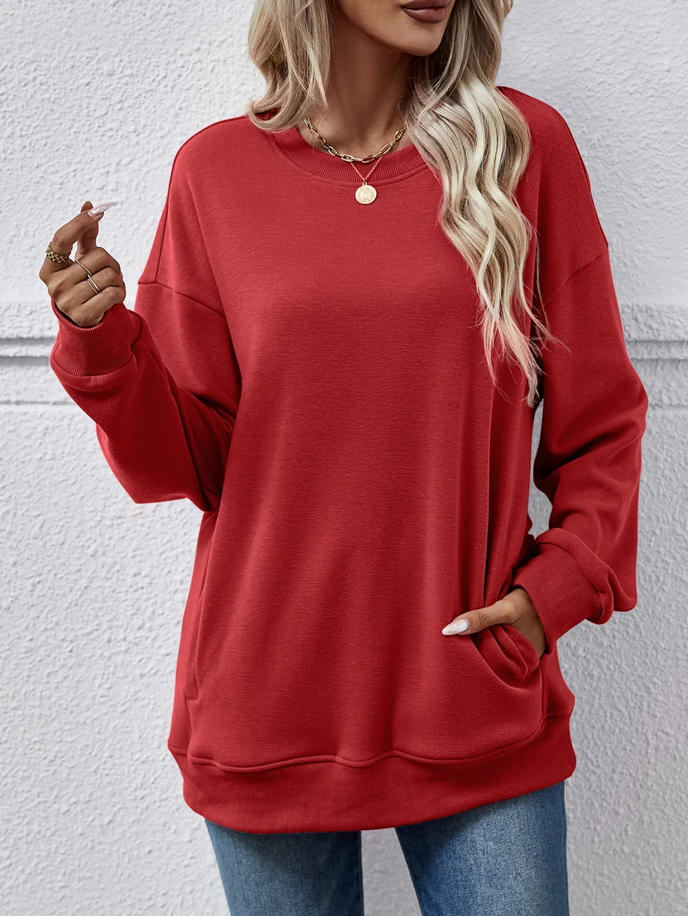 Dropped Shoulder Sweatshirt with Pockets, image 26
